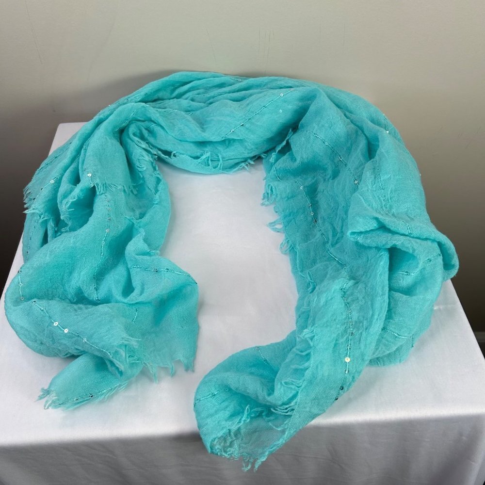 Y2K Charlotte‎ Rouse blue sheer sequin scarf